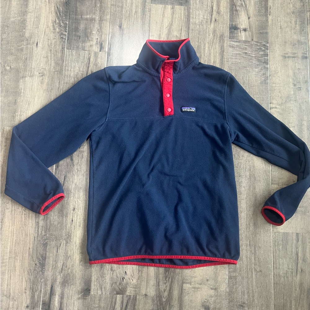 Patagonia Micro D Snap T Pullover Mens S Blue Fleece Mock Neck Hiking Sweater